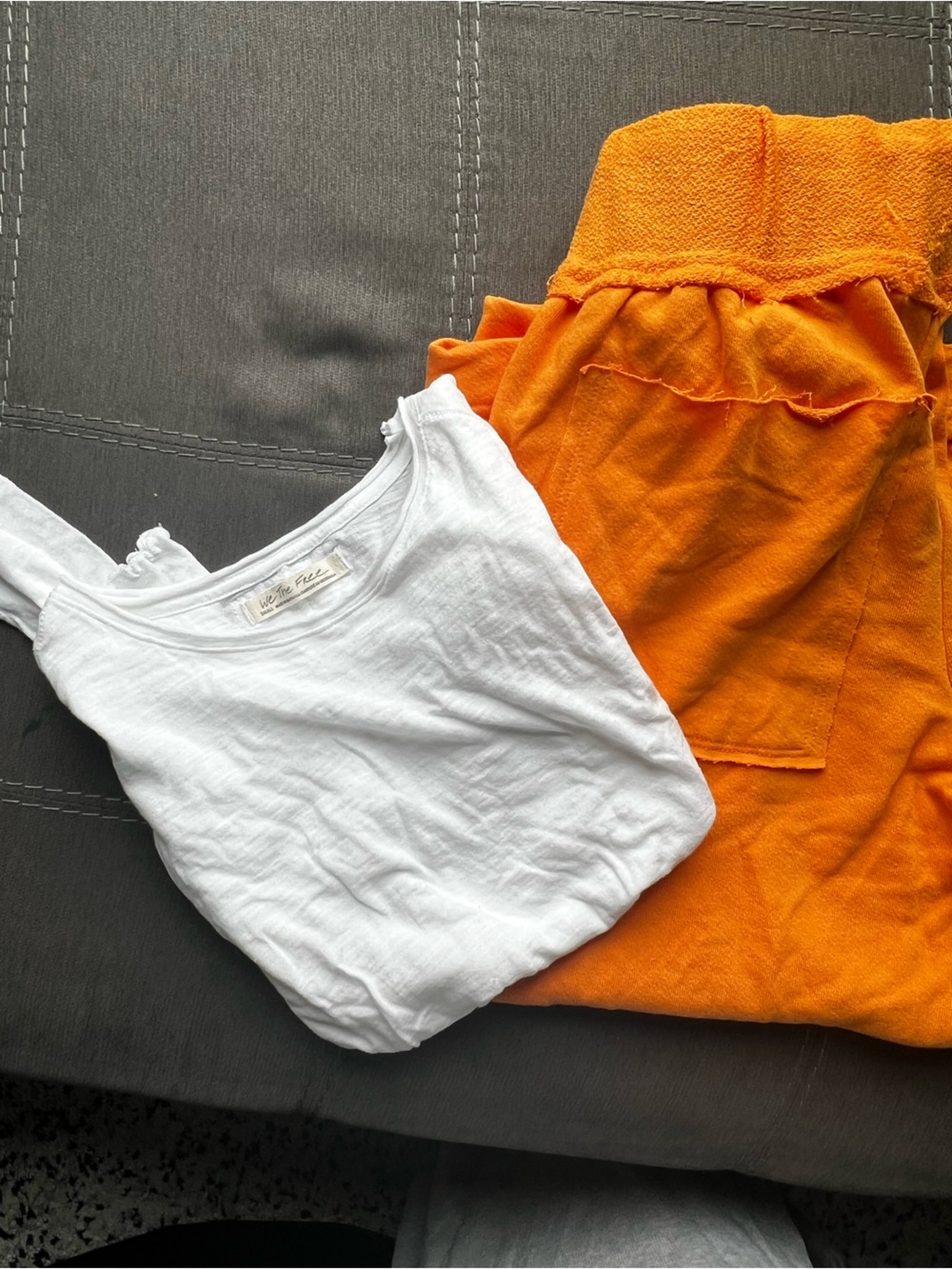 Free People White Topwith Vibrant Orange Pants -Size S